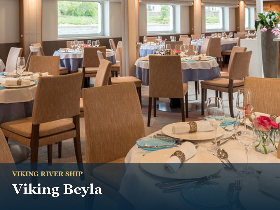 Viking Beyla cruise ship — Elegant dining room with table settings