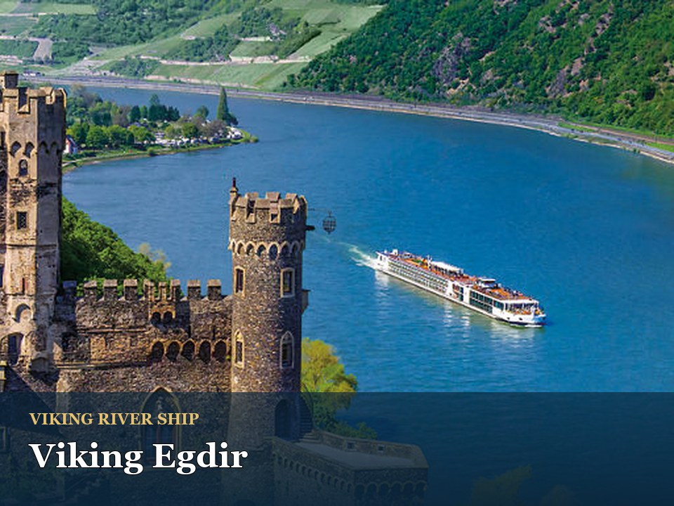 Viking Egdir cruise ship — Historic riverside castle with scenic views