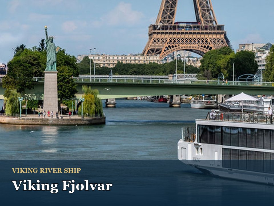 Viking Fjolvar cruise ship — Eiffel Tower view with Seine River cruise