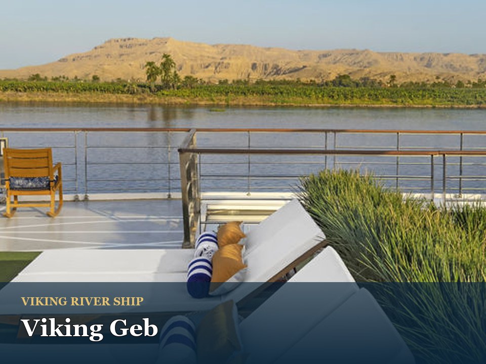 Viking Geb cruise ship — Luxury river deck with lounge chairs