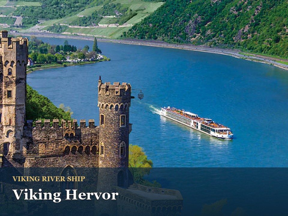 Viking Hervor cruise ship — Historic riverside castle with scenic views