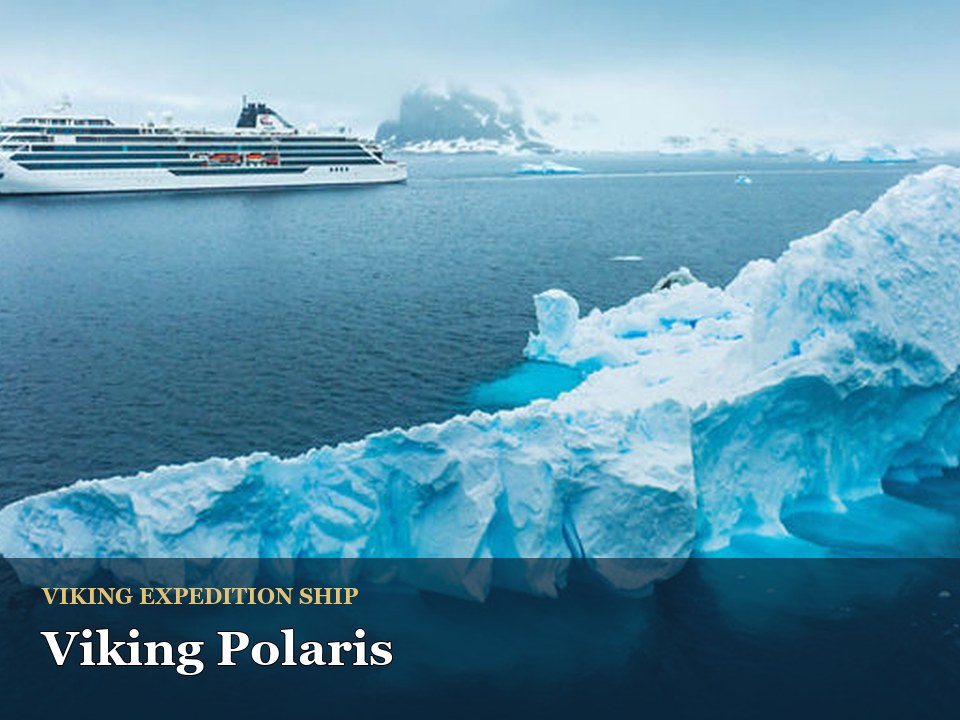Viking Polaris cruise ship — Cruise ship near iceberg in Arctic waters