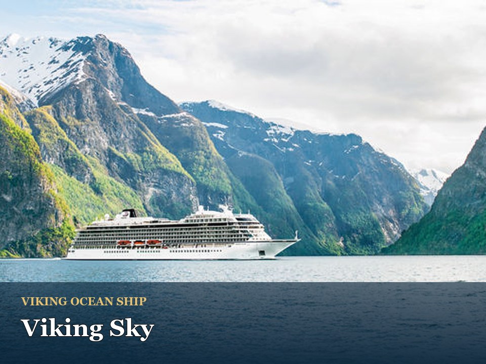 Viking Sky cruise ship — Luxury cruise ship in scenic fjord landscape