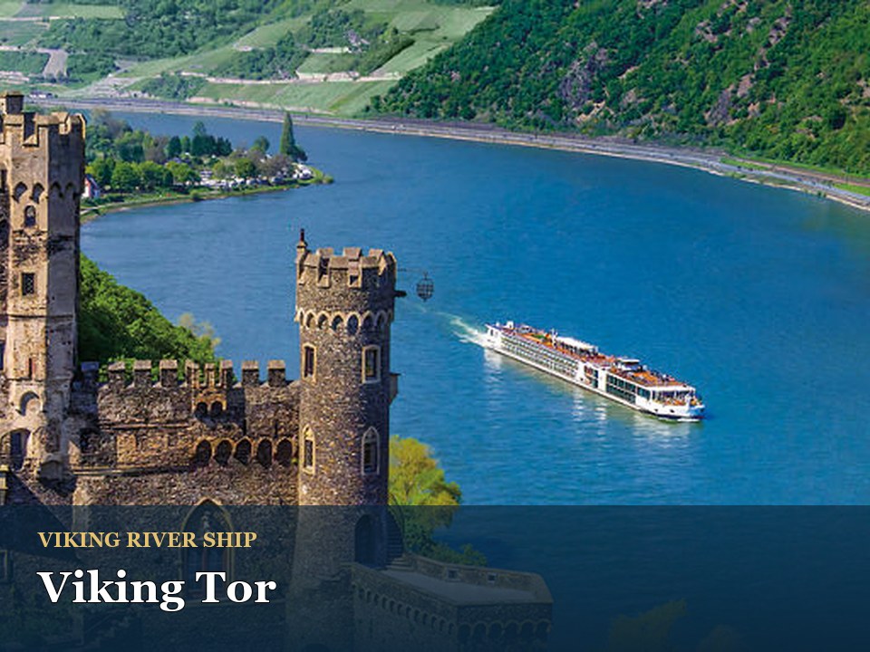 Viking Tor cruise ship — Historic riverside castle with scenic views