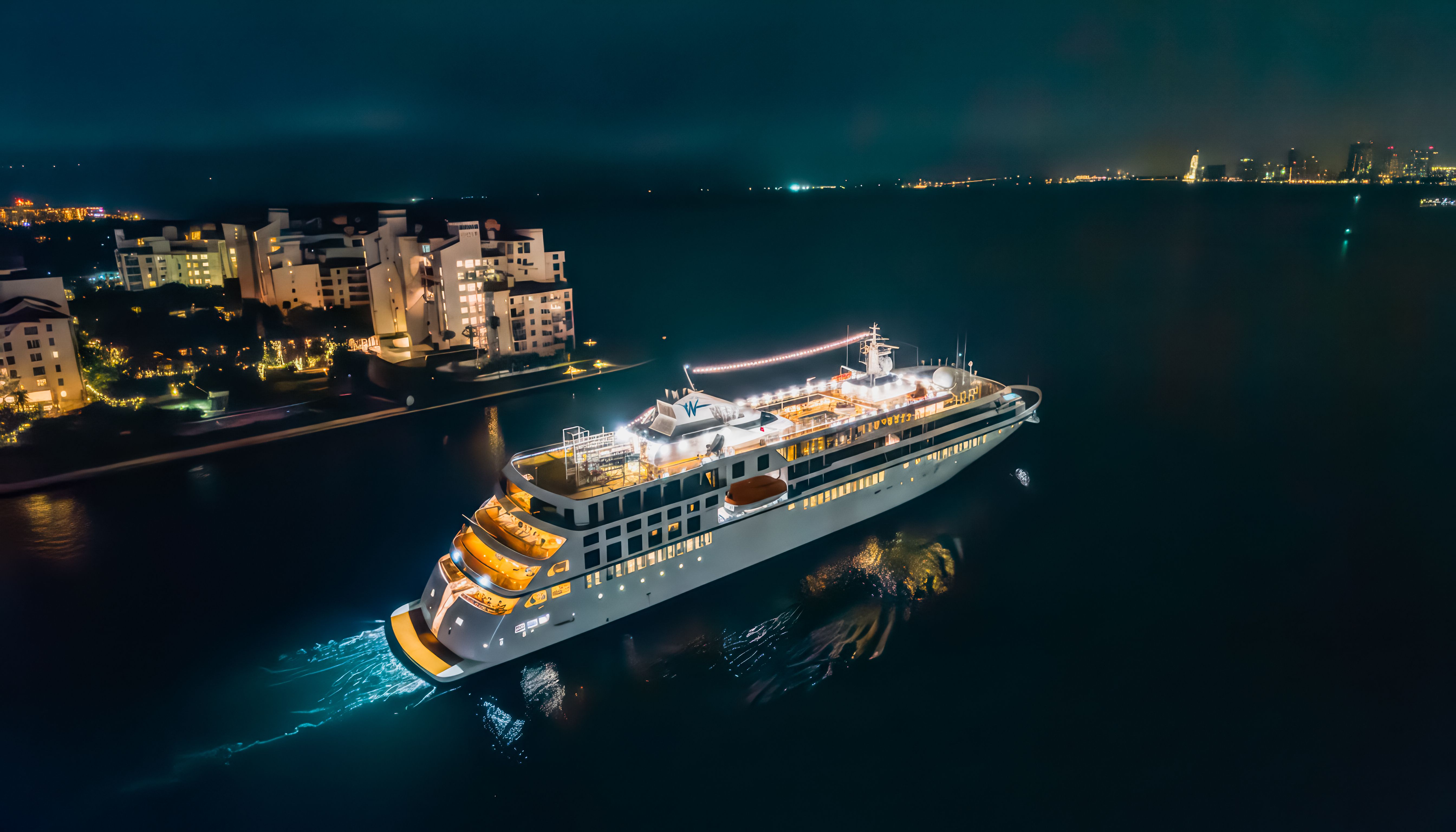 Star Seeker illuminated at sea